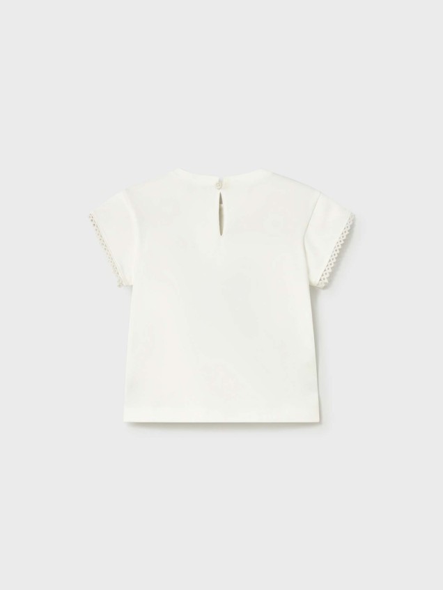 T-shirt com Estampado e Aplicações Florais