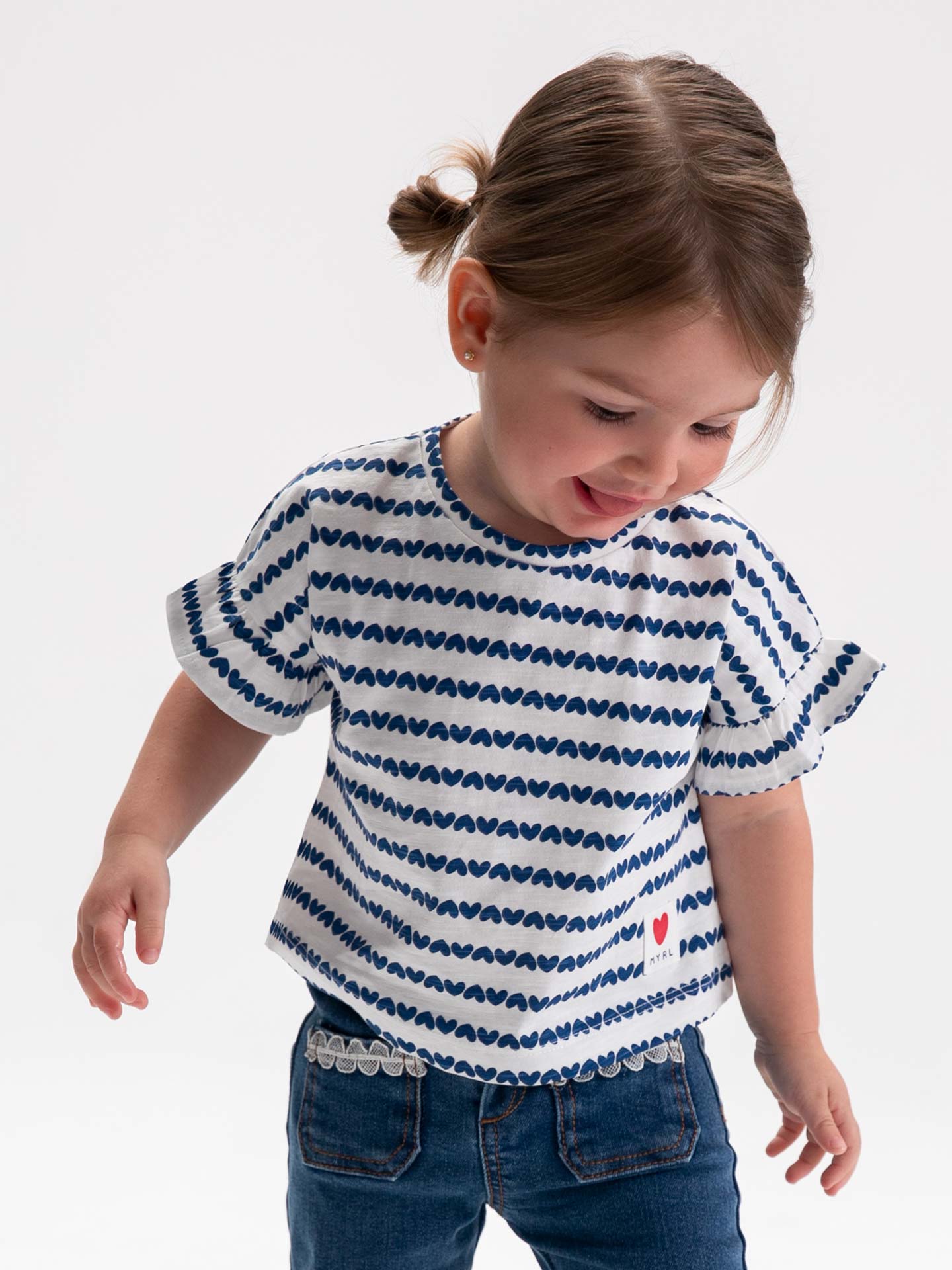 T-shirt com Estampado e Manga com Folho