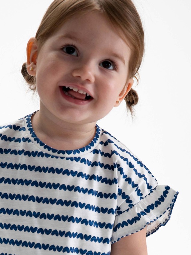 T-shirt com Estampado e Manga com Folho