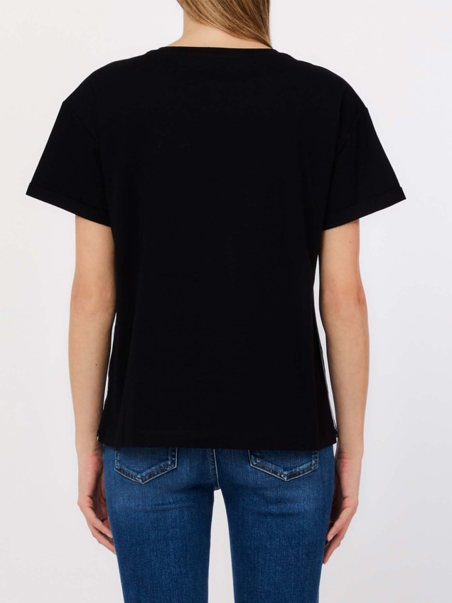 T-shirt com Sobreposição em Tule e Lantejoulas