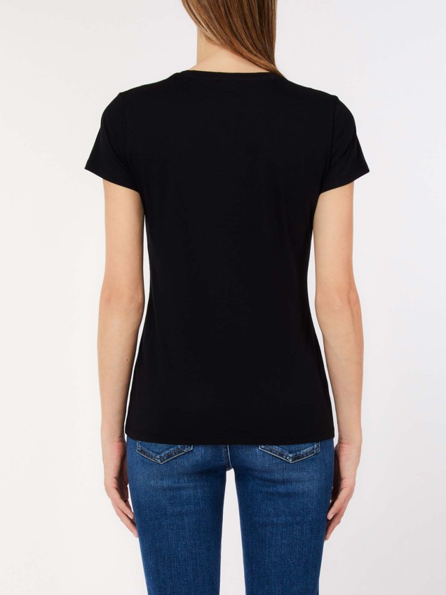 T-shirt com Estampado Floral e Brilhantes