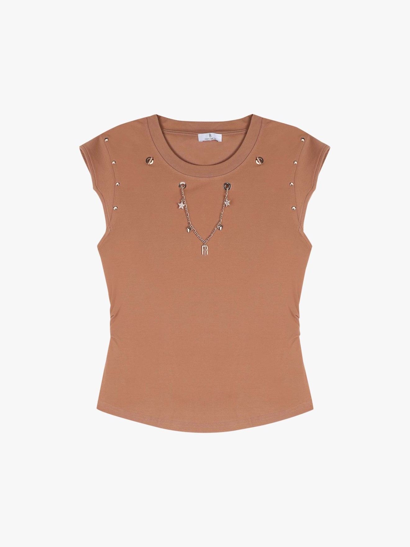 T-shirt com Tachas e Colar Decorativo