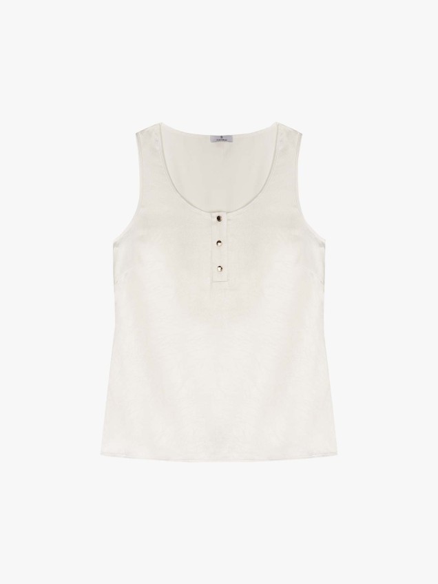 Top Acetinado com Botões