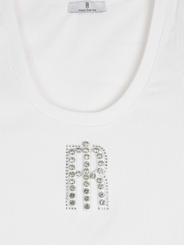 Top de Alças Canelado com Logótipo