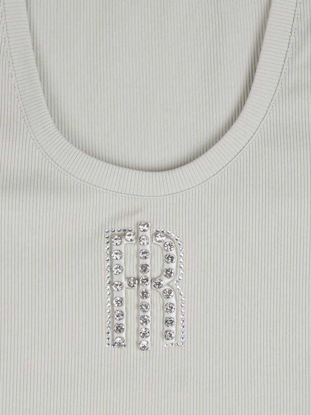 Top de Alças Canelado com Logótipo