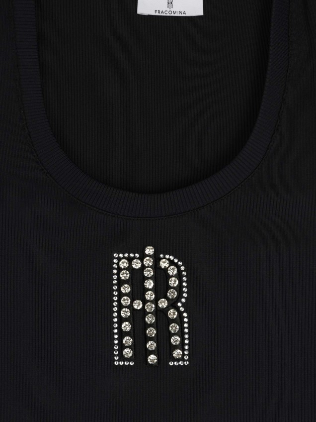 Top de Alças Canelado com Logótipo