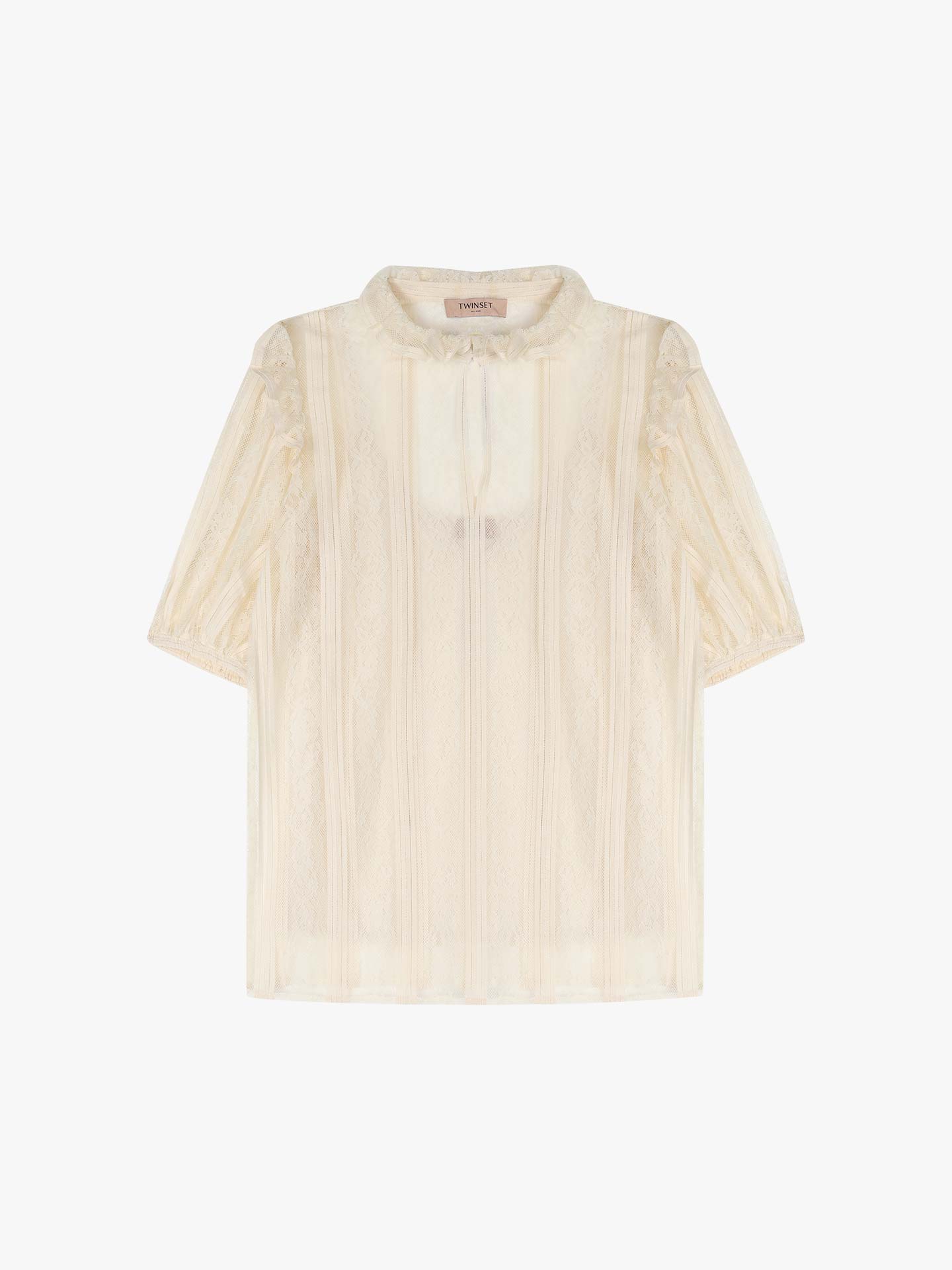 Blusa de Renda com Riscas Verticais