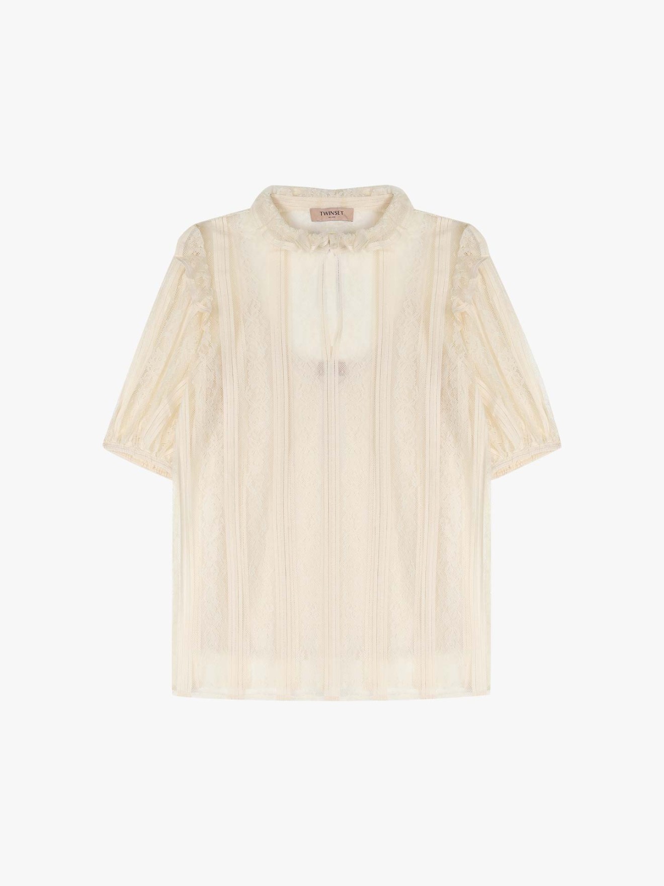 Blusa de Renda com Riscas Verticais