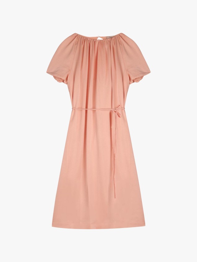 Vestido Midi com Decote Franzido