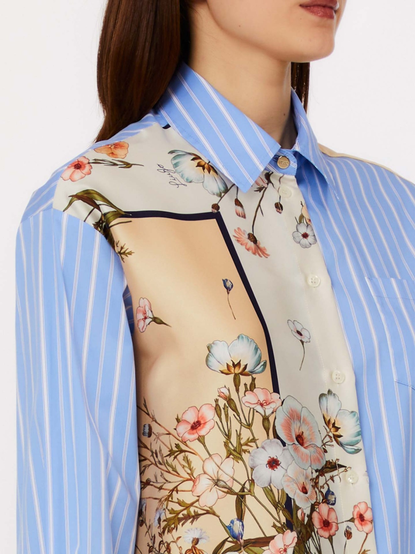 Camisa de Manga com Padr�o Combinado