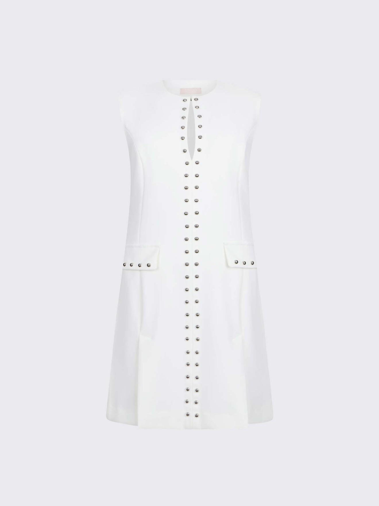 Vestido Curto de Crepe com Aplica��o de Tachas