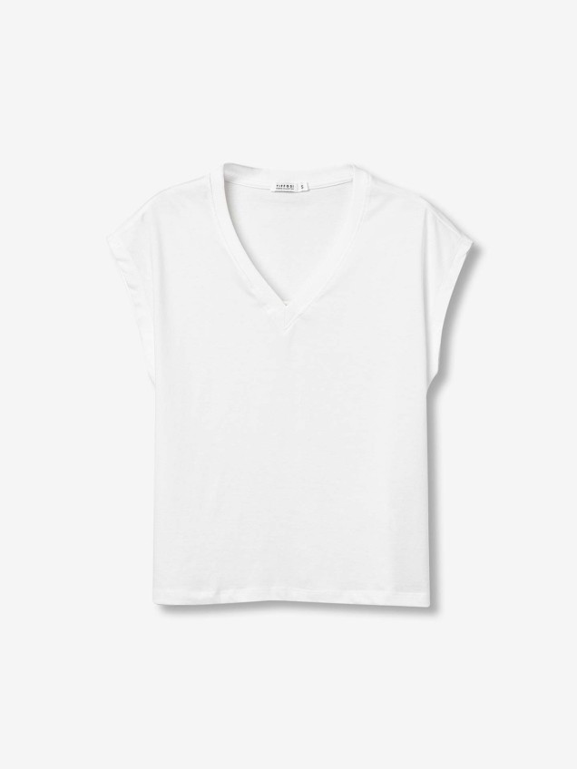 T-shirt com Decote em V