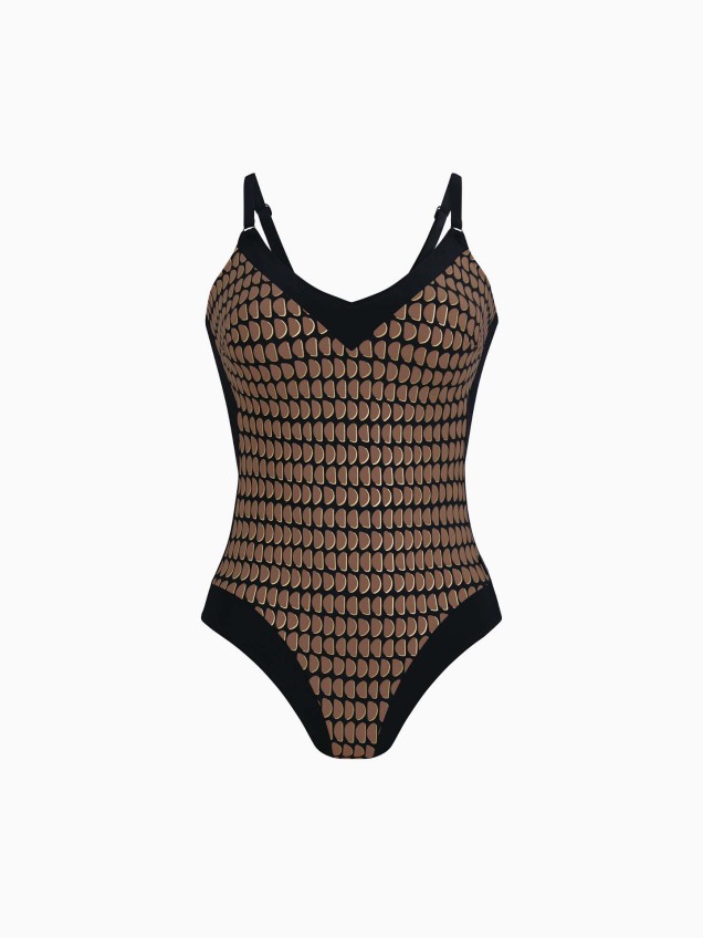 Fato de Banho com Decote em V e Padrão