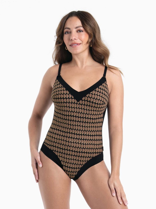 Fato de Banho com Decote em V e Padr�o