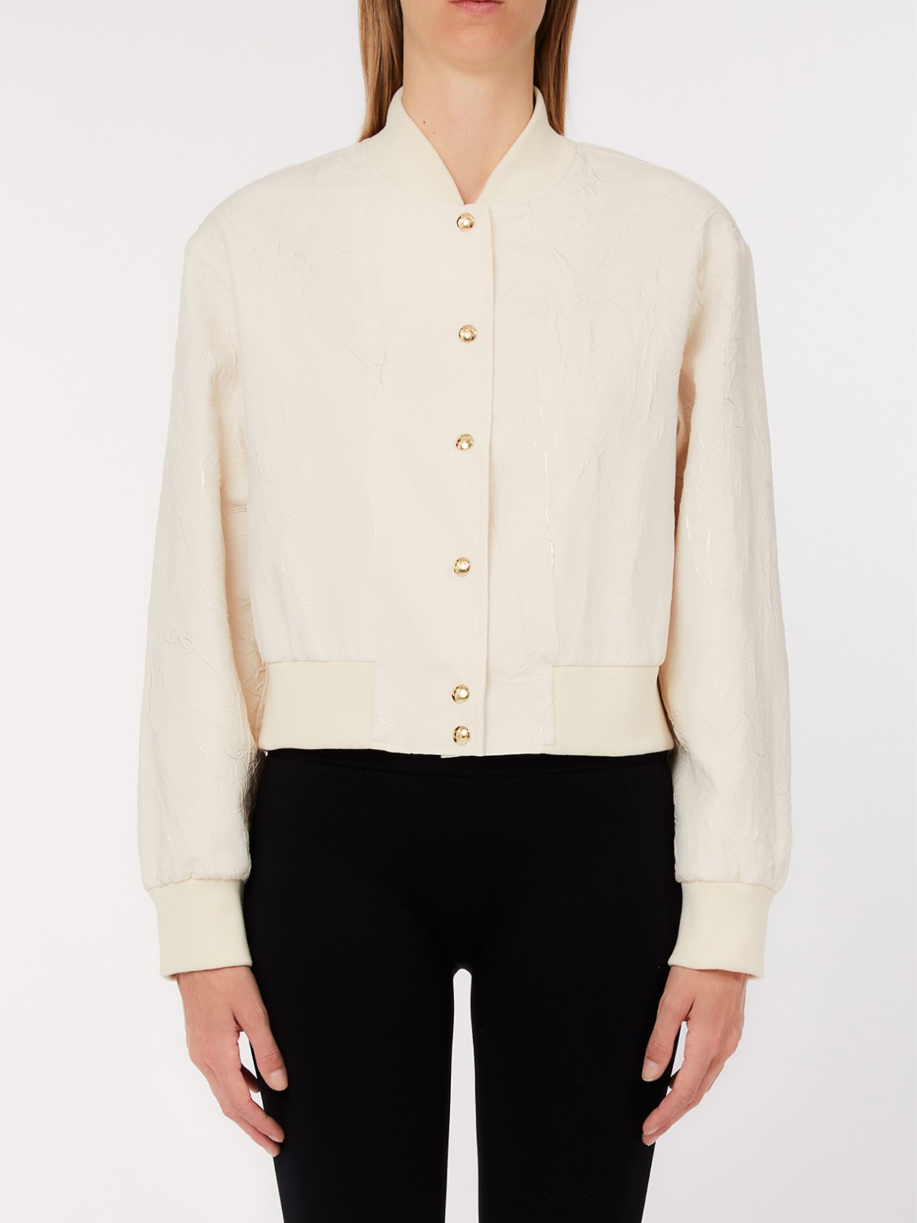 Casaco Bomber com Textura Enrugada Metalizada