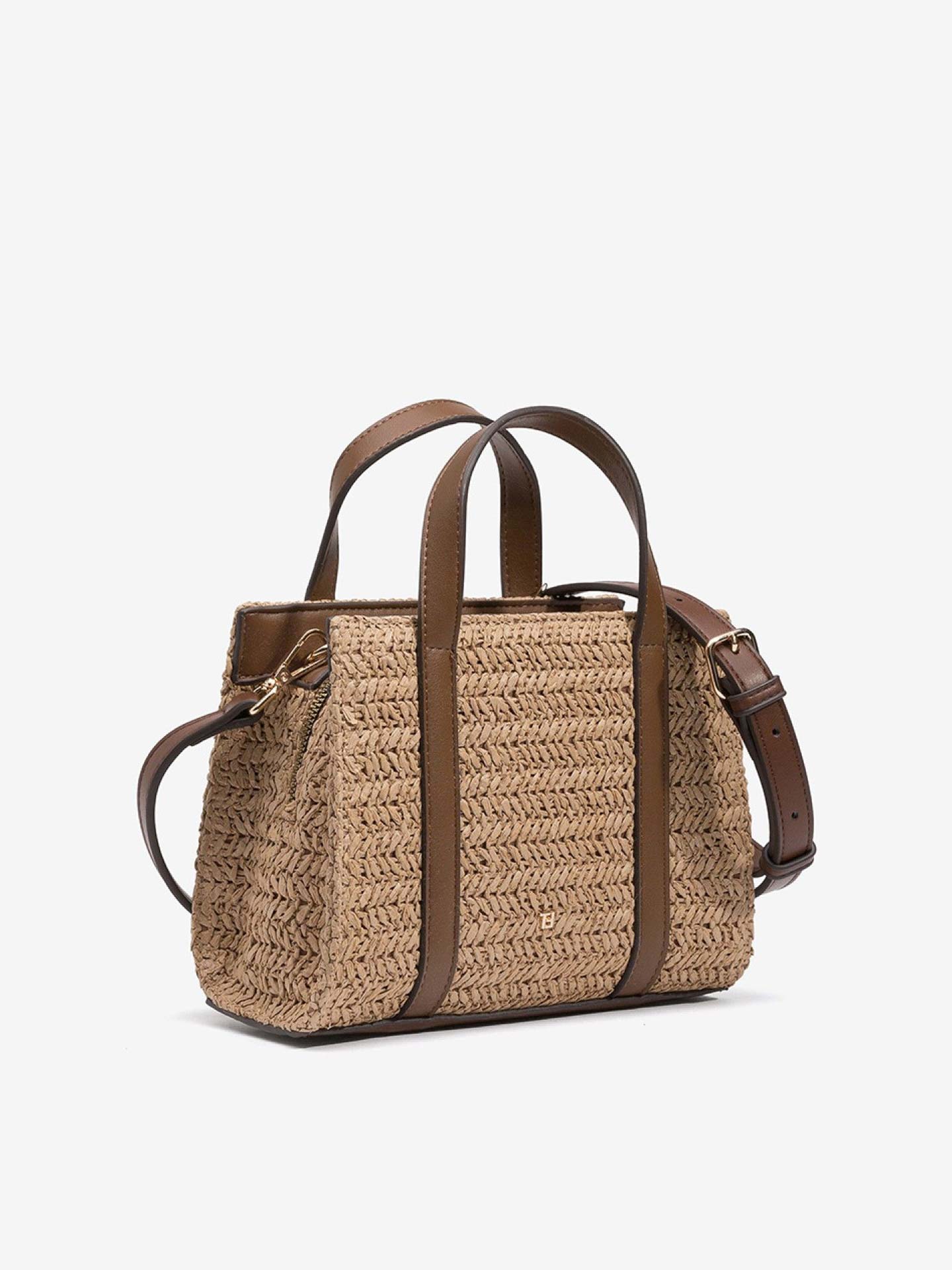 Mala Tote Pequena com Efeito Trançado