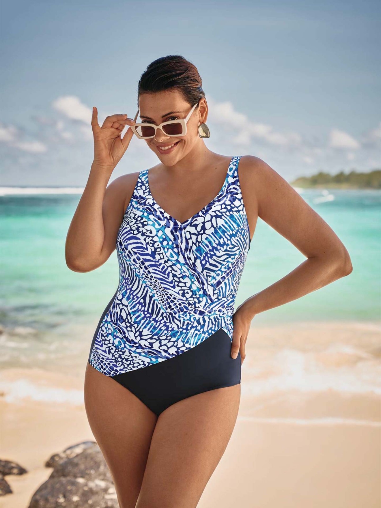 Fato de Banho com Decote em V Cruzado