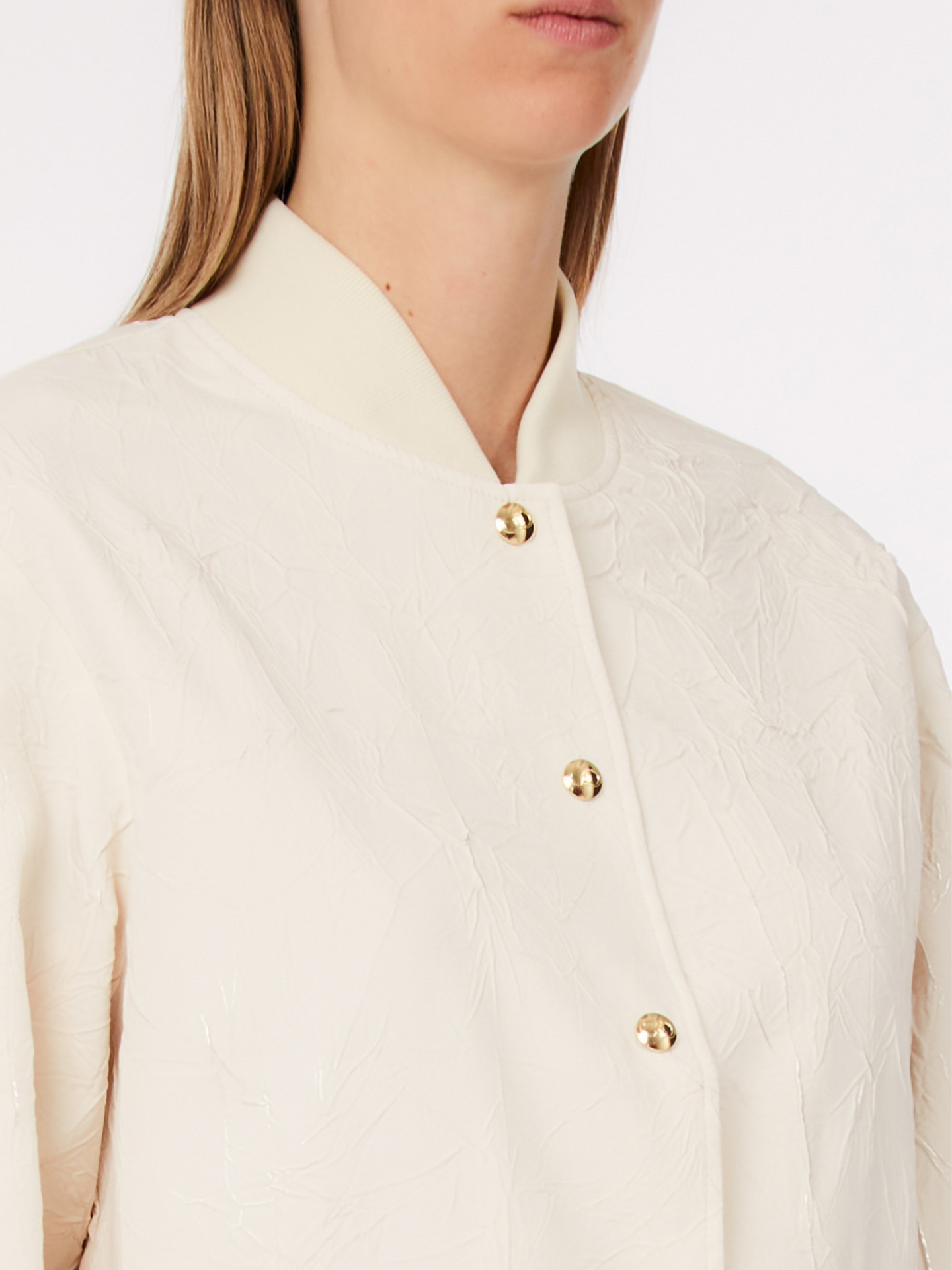 Casaco Bomber com Textura Enrugada Metalizada