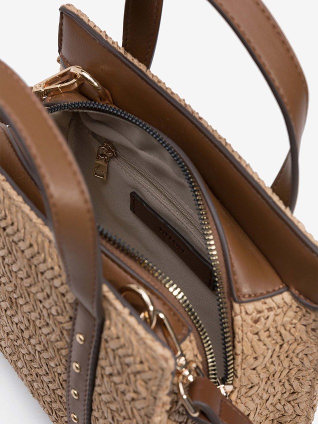 Mala Tote Pequena com Efeito Trançado