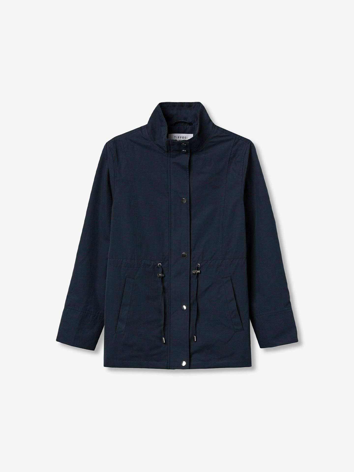 Parka com Gola Subida e Cintura Ajustável