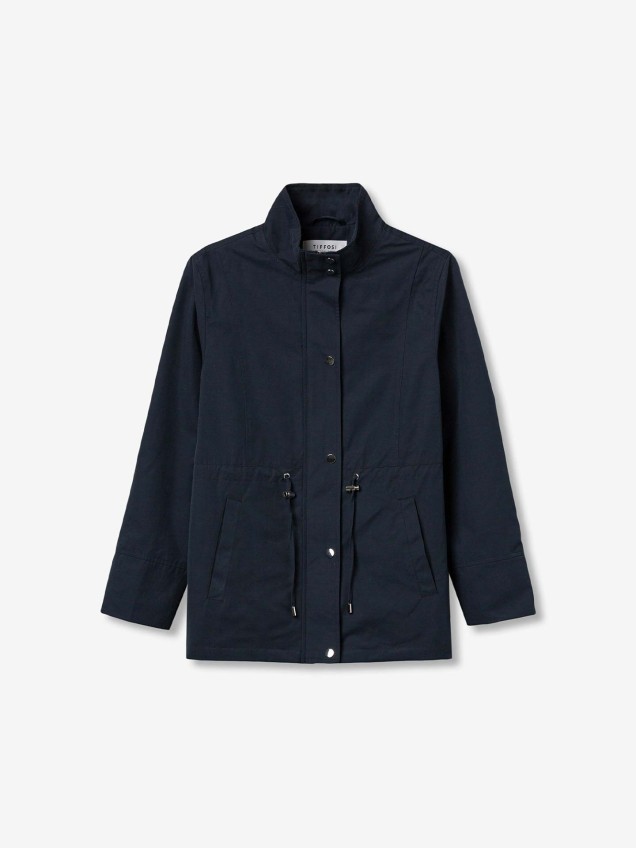 Parka com Gola Subida e Cintura Ajust�vel