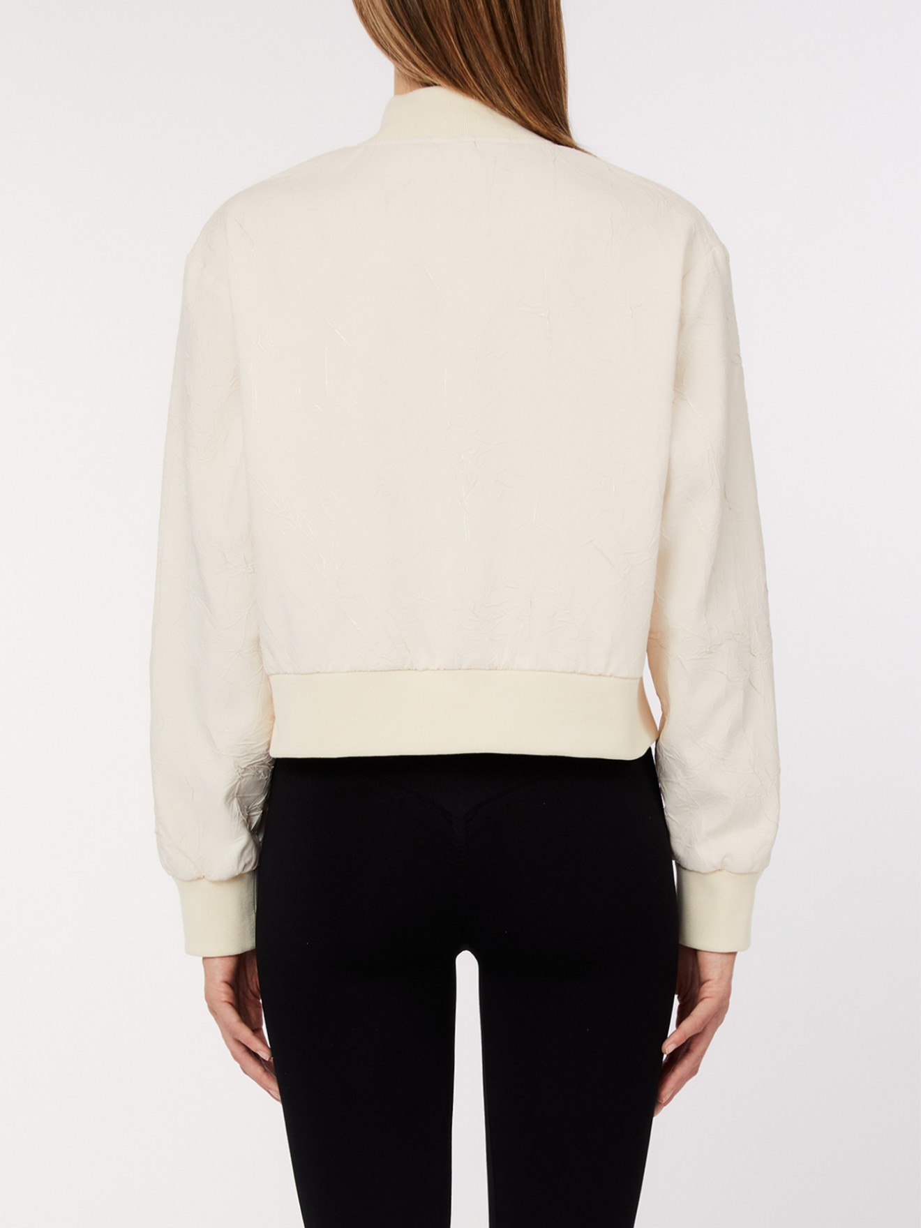 Casaco Bomber com Textura Enrugada Metalizada