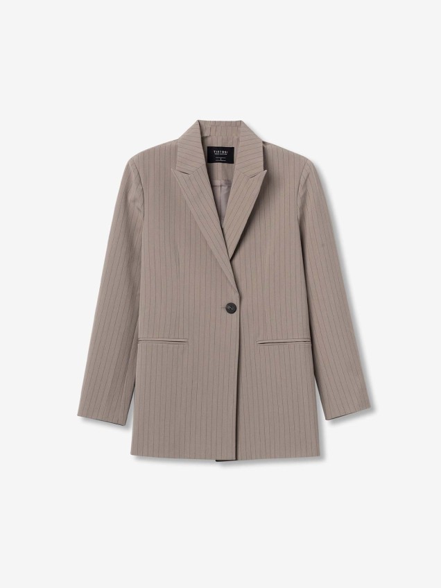 Blazer com Padrão de Risca de Giz