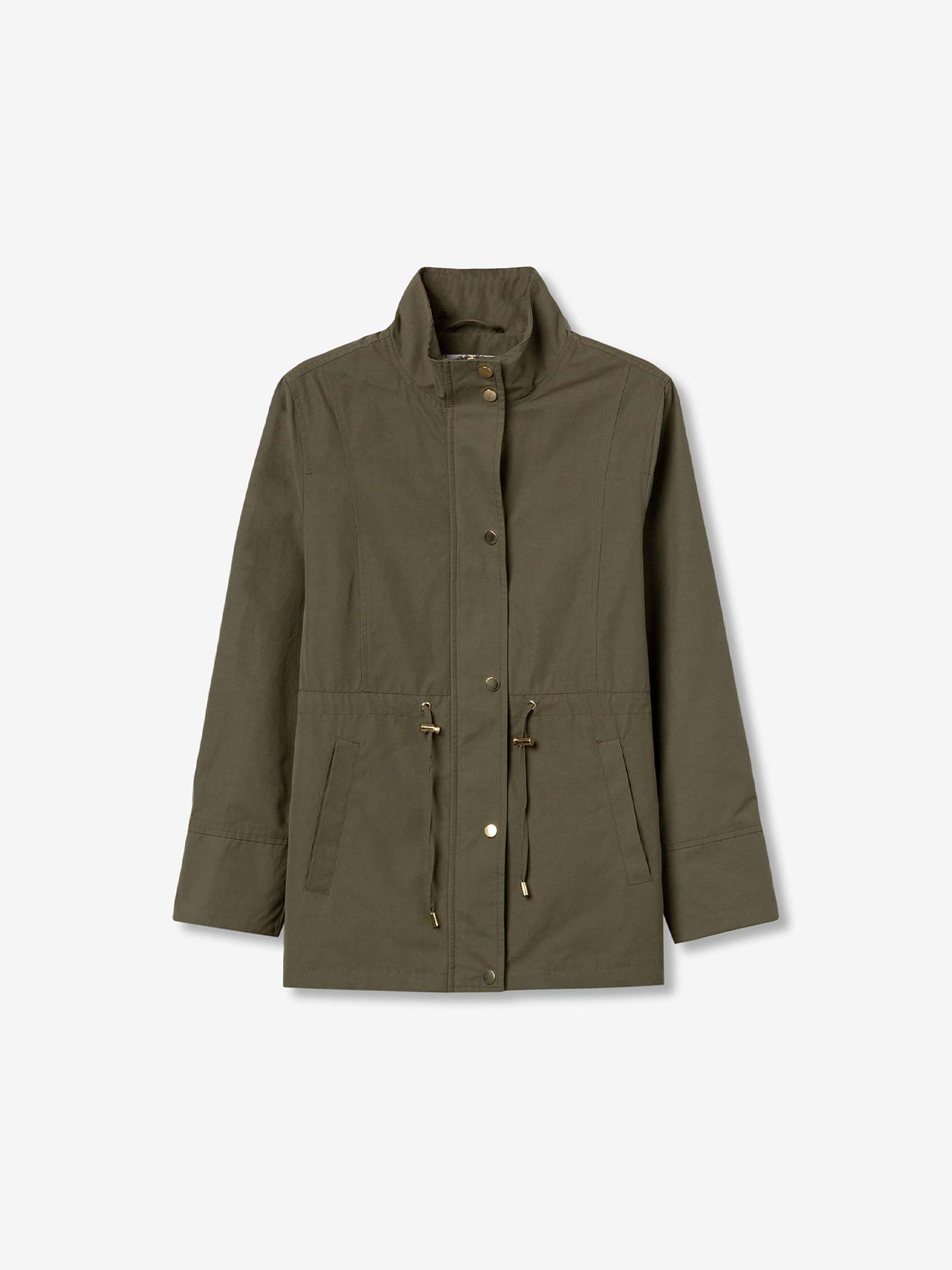 Parka com Gola Subida e Cintura Ajustável