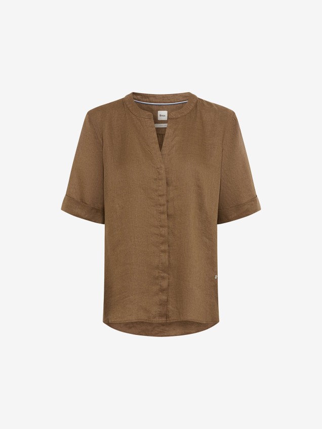 Blusa de Linho com Decote em V