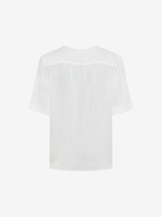 Blusa de Linho com Decote em V