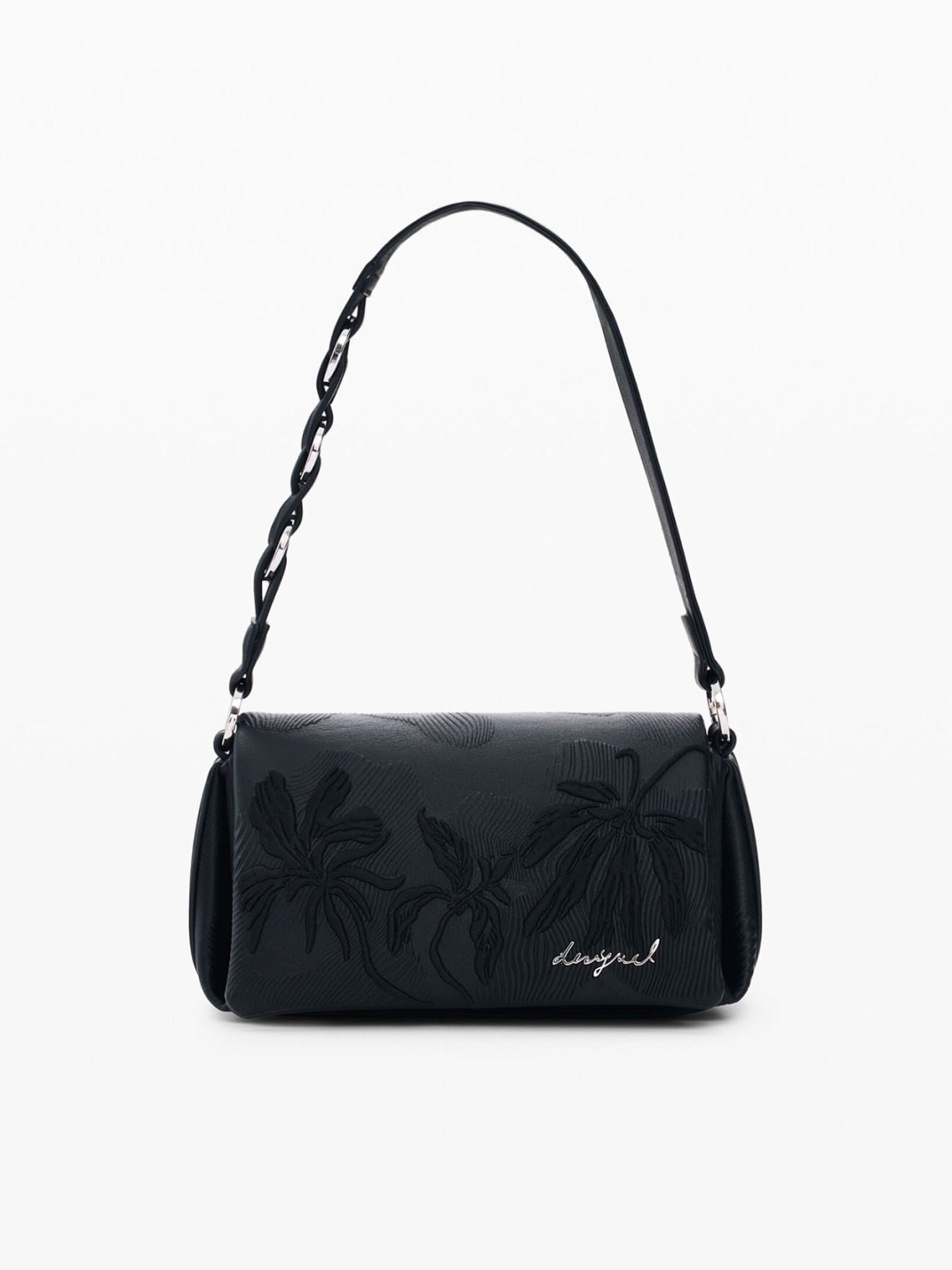 Mala de Ombro com Flores em Relevo
