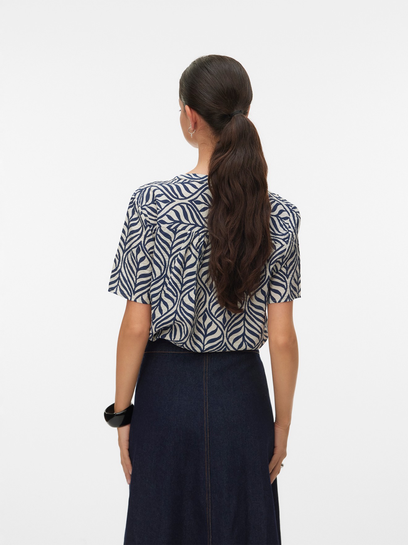 Blusa Estampada com Decote em V