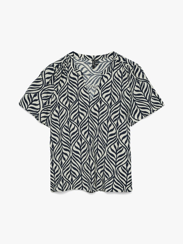 Blusa Estampada com Decote em V