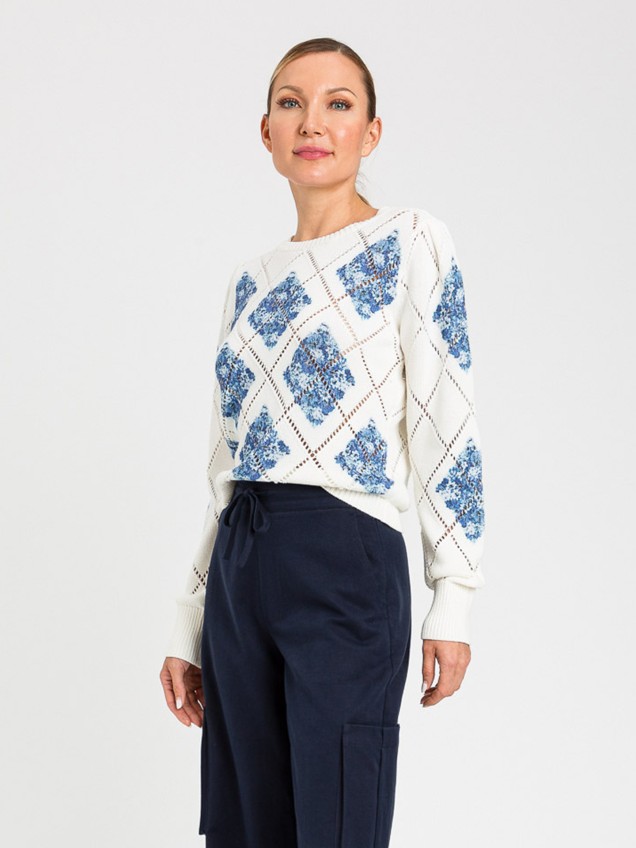 Camisola de Malha com Padr�o de Losangos