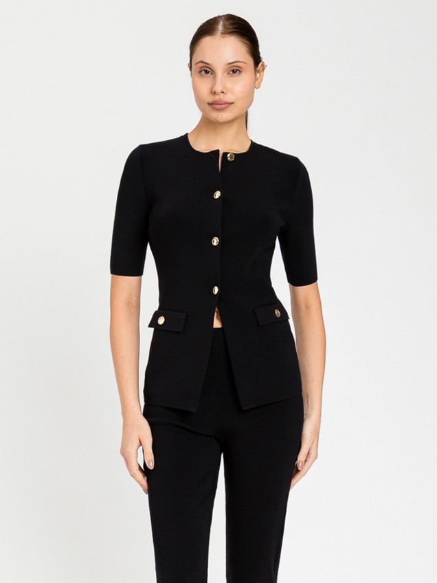 Casaco de Malha com Gola Mandarim