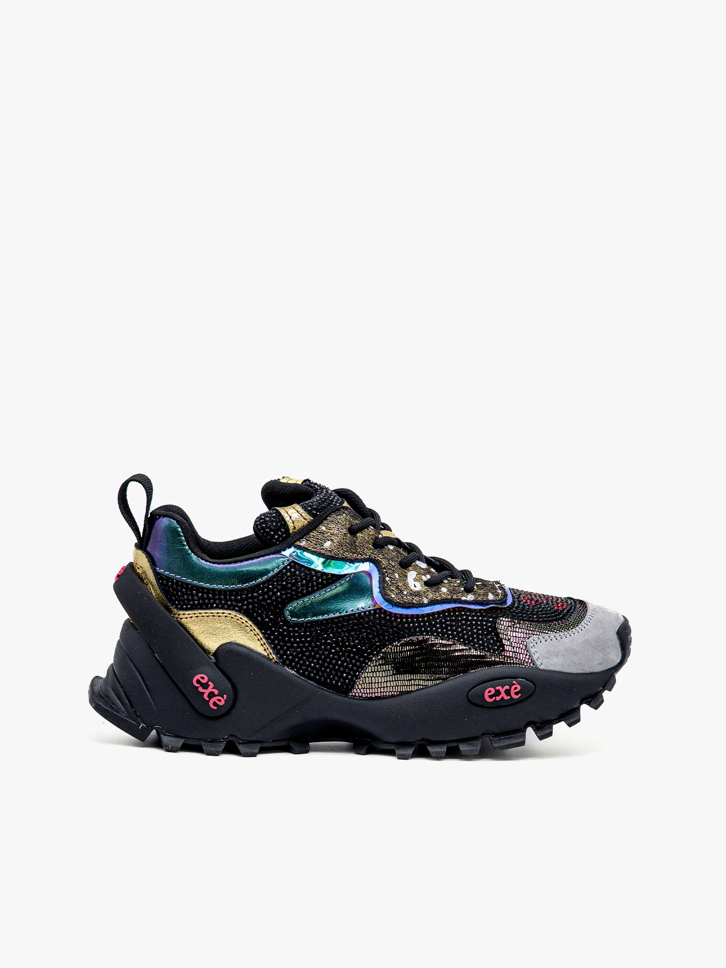 Sapatilhas Chunky com Pele e Tecido