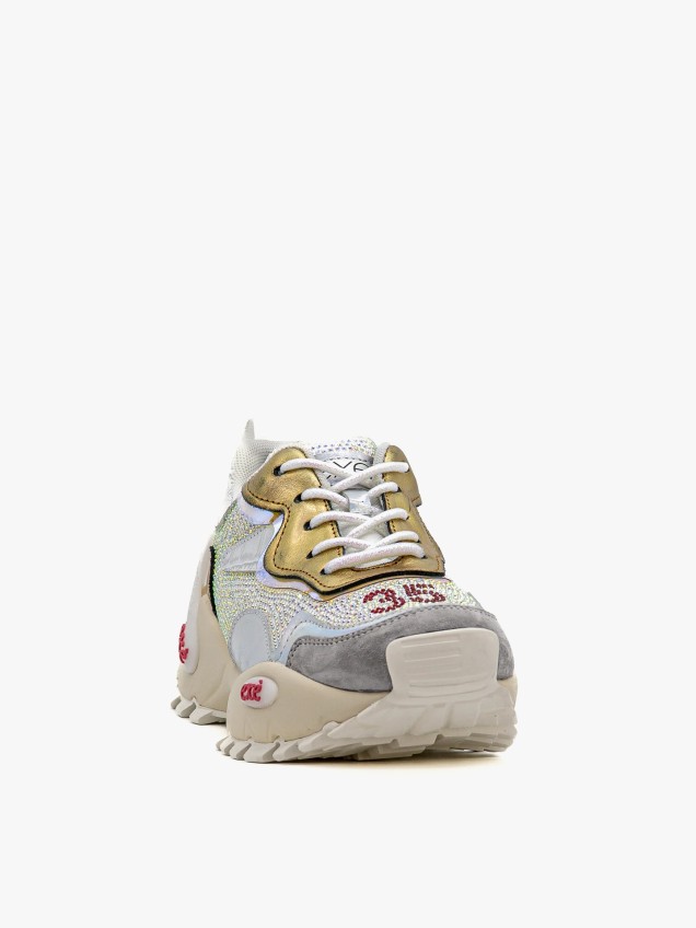 Sapatilhas Chunky com Pele e Tecido