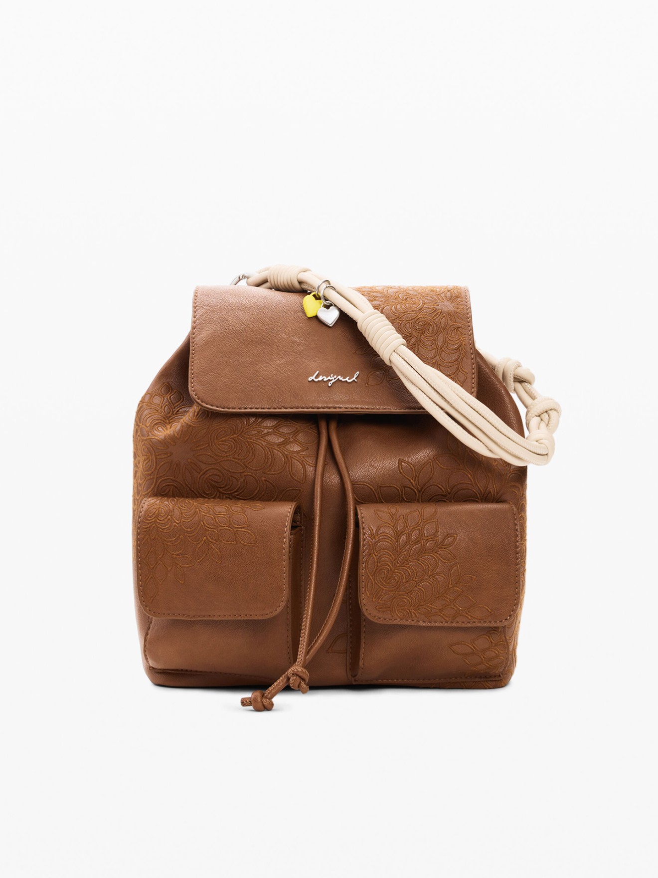 Mochila Mala com Bordados Efeito Pele