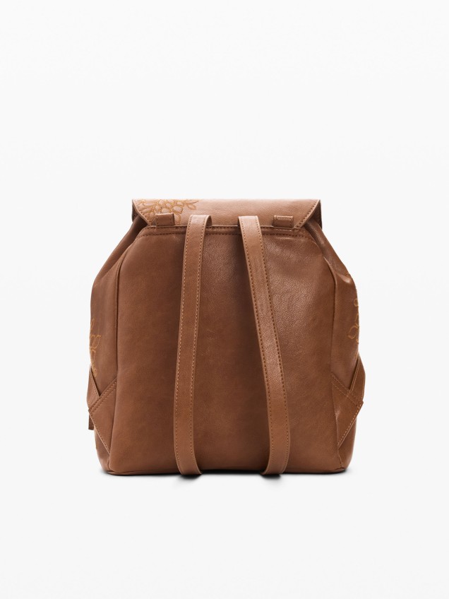 Mochila Mala com Bordados Efeito Pele