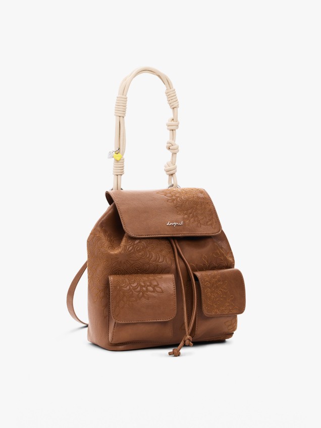 Mochila Mala com Bordados Efeito Pele