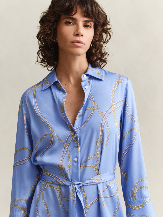 Vestido Camiseiro com Padrão