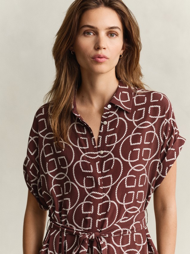 Vestido Camiseiro com Padrão