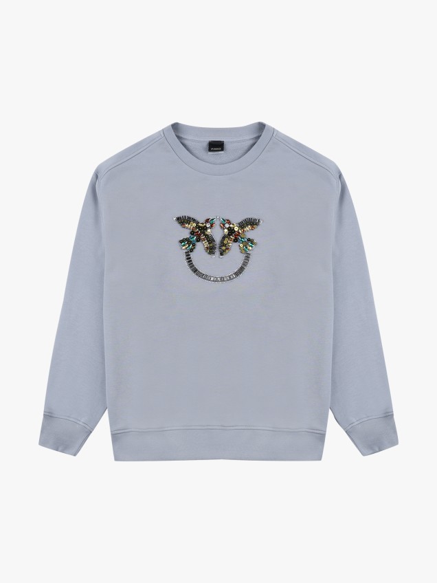 Sweatshirt com Log�tipo Love Birds em Pedraria