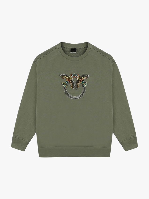 Sweatshirt com Logótipo Love Birds em Pedraria