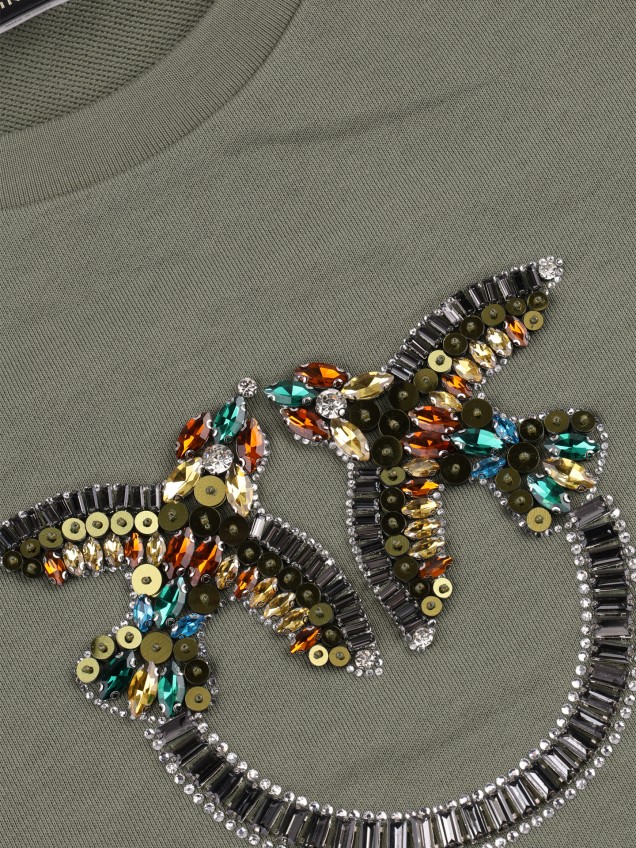 Sweatshirt com Logótipo Love Birds em Pedraria