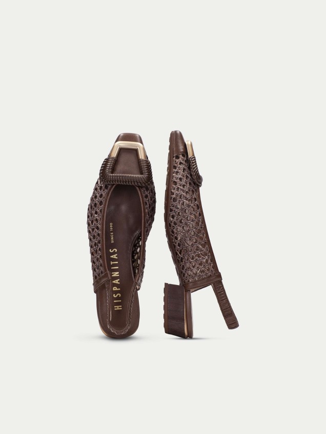 Sapatos Slingback em Pele