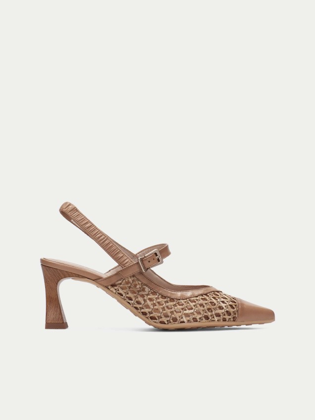 Sapatos Slingback em Pele
