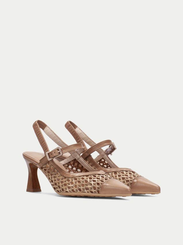 Sapatos Slingback em Pele