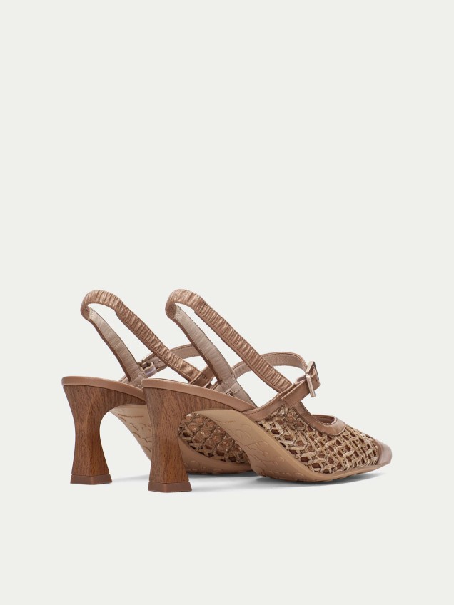 Sapatos Slingback em Pele