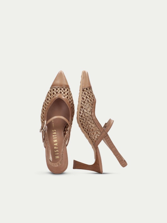Sapatos Slingback em Pele